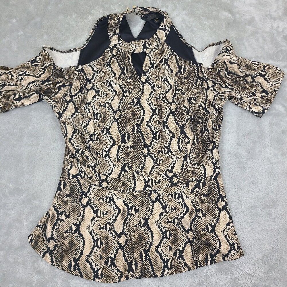 Thalia &‎ Sodi Size XL top Snake Skin print sleeves Women's Top